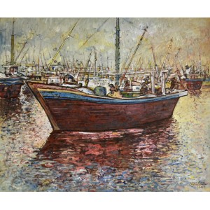 Chitra Pritam, 30 x 36 Inch, Oil on Canvas, Seascape Painting, AC-CP-227
